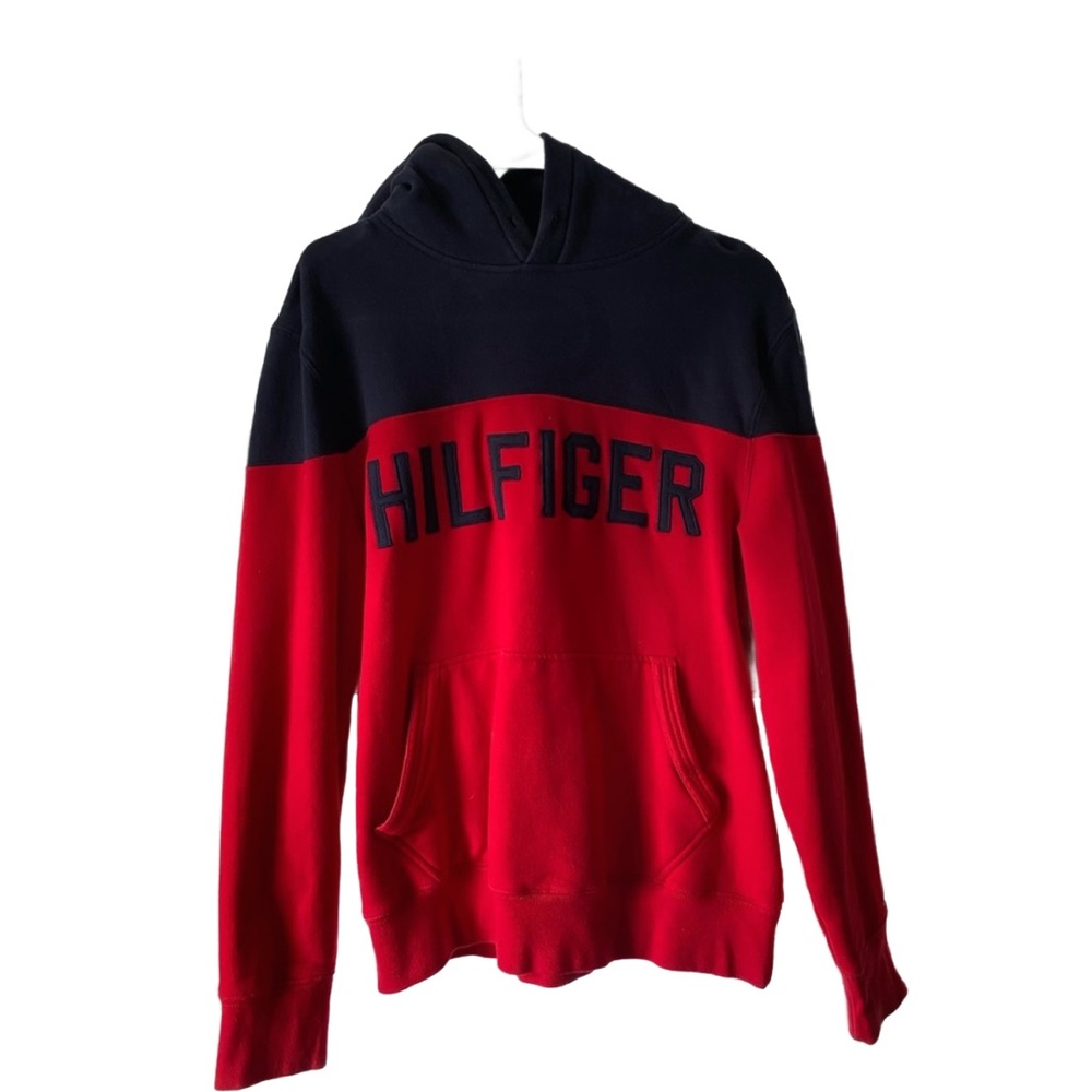 Tommy Hilfiger Two Tone Hoodie Navy Blue and Red Sweatshirt/ Hoodie